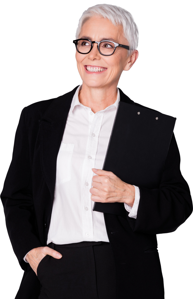 NovoEd Customer Experience Page - Woman in Suit Hero Image